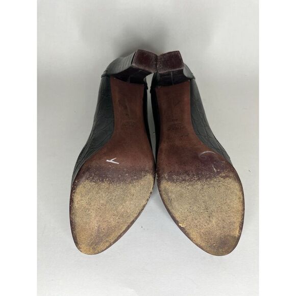 Furla Black Leather Croc Embossed Platform High Heels Women Sz 40EU/9.5M US - Picture 7 of 13